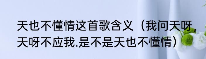 天也不懂情这首歌含义（我问天呀，天呀不应我.是不是天也不懂情）
