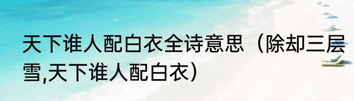 天下谁人配白衣全诗意思（除却三层雪,天下谁人配白衣）