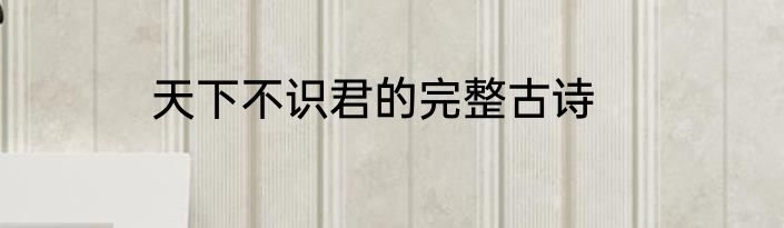 天下不识君的完整古诗