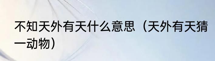 不知天外有天什么意思（天外有天猜一动物）