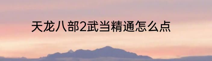 天龙八部2武当精通怎么点