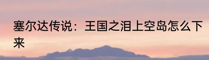 塞尔达传说：王国之泪上空岛怎么下来