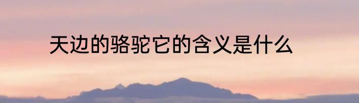 天边的骆驼它的含义是什么