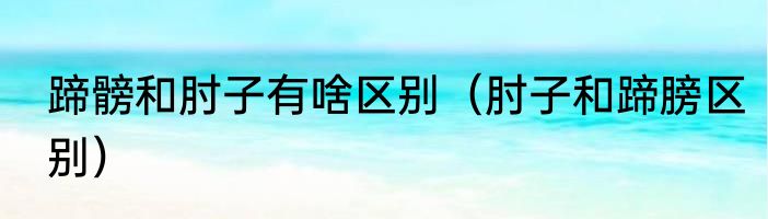 蹄髈和肘子有啥区别（肘子和蹄膀区别）