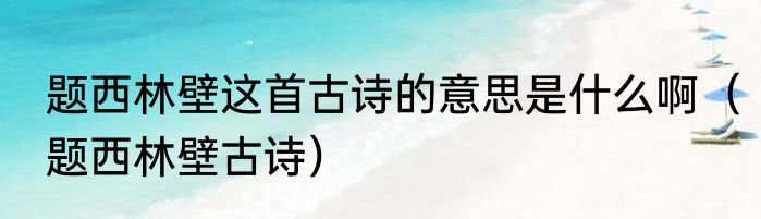 题西林壁这首古诗的意思是什么啊（题西林壁古诗）