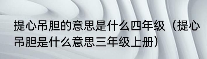 提心吊胆的意思是什么四年级（提心吊胆是什么意思三年级上册）