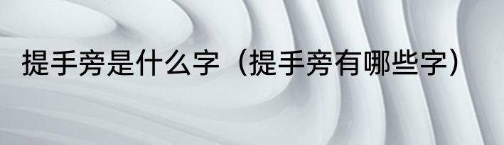 提手旁是什么字（提手旁有哪些字）