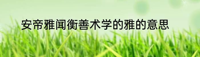 安帝雅闻衡善术学的雅的意思