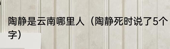 陶静是云南哪里人（陶静死时说了5个字）