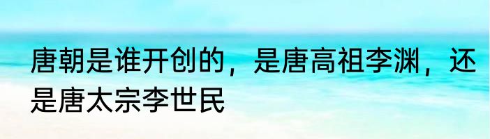 唐朝是谁开创的，是唐高祖李渊，还是唐太宗李世民