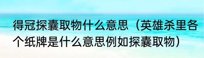 得冠探囊取物什么意思（英雄杀里各个纸牌是什么意思例如探囊取物）