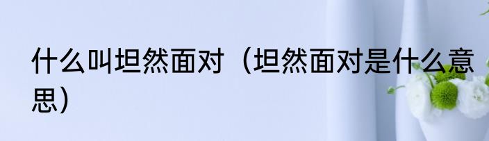 什么叫坦然面对（坦然面对是什么意思）