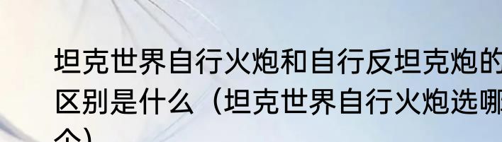 坦克世界自行火炮和自行反坦克炮的区别是什么（坦克世界自行火炮选哪个）