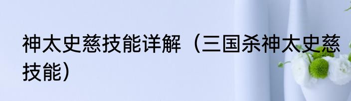 神太史慈技能详解（三国杀神太史慈技能）