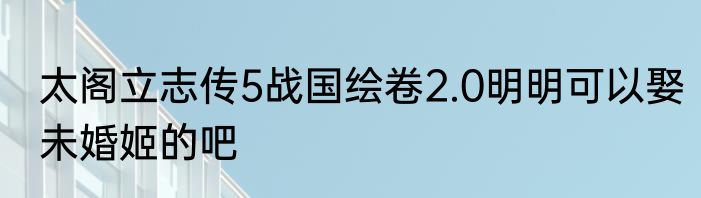 太阁立志传5战国绘卷2.0明明可以娶未婚姬的吧