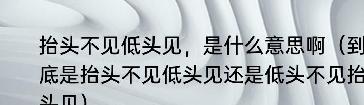 抬头不见低头见，是什么意思啊（到底是抬头不见低头见还是低头不见抬头见）