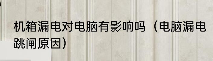 机箱漏电对电脑有影响吗（电脑漏电跳闸原因）