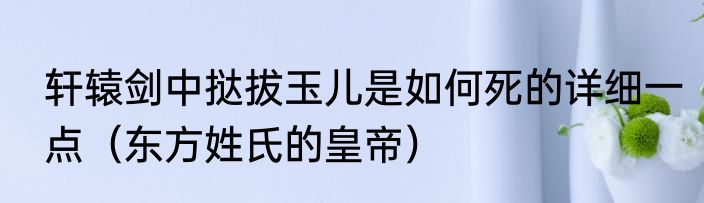 轩辕剑中挞拔玉儿是如何死的详细一点（东方姓氏的皇帝）