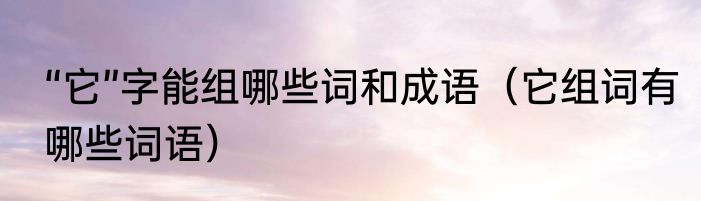 “它”字能组哪些词和成语（它组词有哪些词语）
