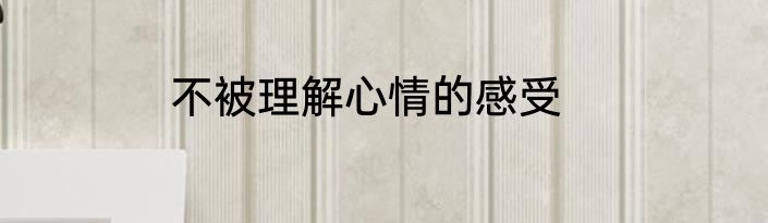 不被理解心情的感受