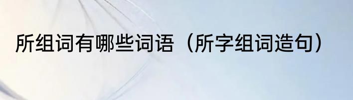 所组词有哪些词语（所字组词造句）