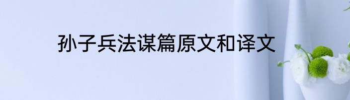孙子兵法谋篇原文和译文