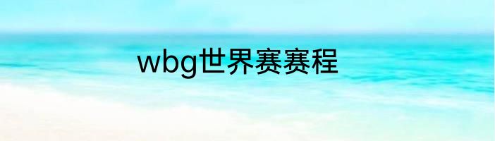 wbg世界赛赛程