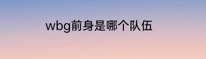 wbg前身是哪个队伍
