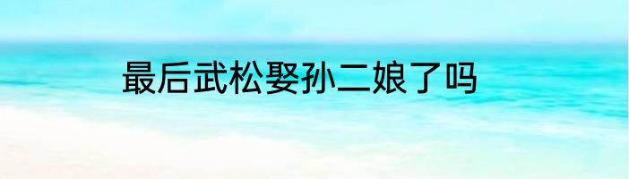 最后武松娶孙二娘了吗