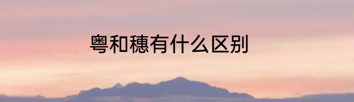 粤和穗有什么区别