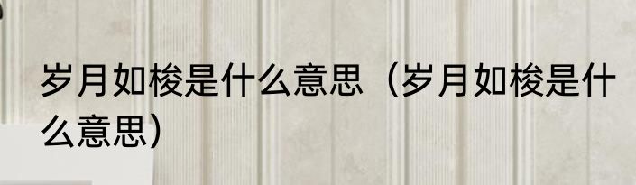 岁月如梭是什么意思（岁月如梭是什么意思）