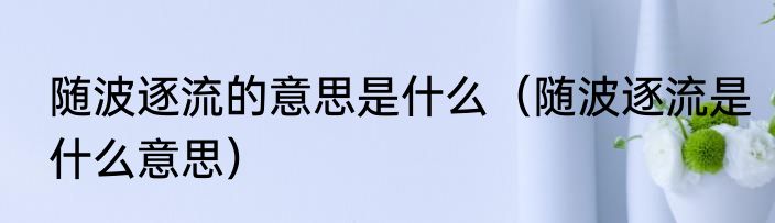 随波逐流的意思是什么（随波逐流是什么意思）