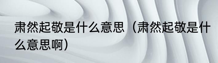 肃然起敬是什么意思（肃然起敬是什么意思啊）