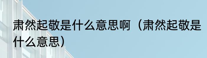 肃然起敬是什么意思啊（肃然起敬是什么意思）