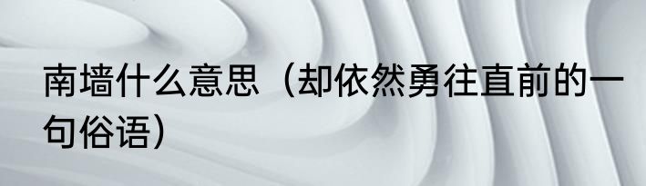 南墙什么意思（却依然勇往直前的一句俗语）