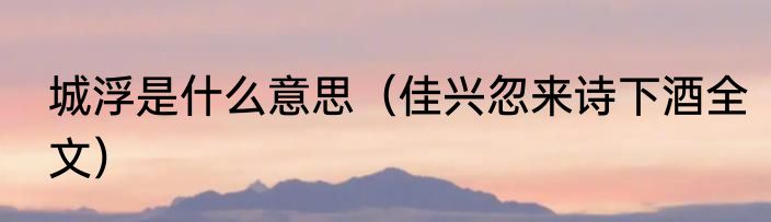 城浮是什么意思（佳兴忽来诗下酒全文）