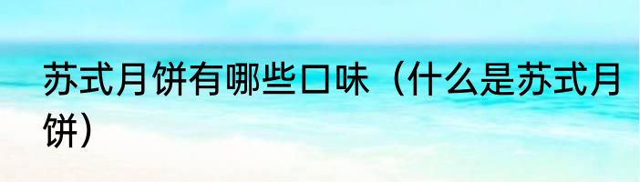 苏式月饼有哪些口味（什么是苏式月饼）