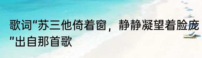 歌词“苏三他倚着窗，静静凝望着脸庞”出自那首歌
