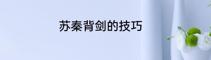 苏秦背剑的技巧