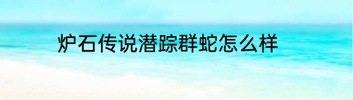 炉石传说潜踪群蛇怎么样