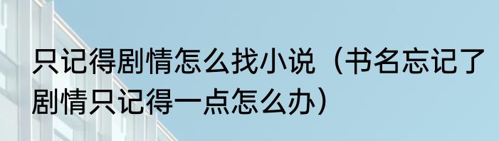 只记得剧情怎么找小说（书名忘记了剧情只记得一点怎么办）