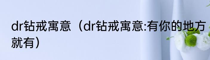 dr钻戒寓意（dr钻戒寓意:有你的地方就有）