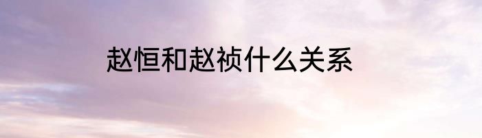 赵恒和赵祯什么关系