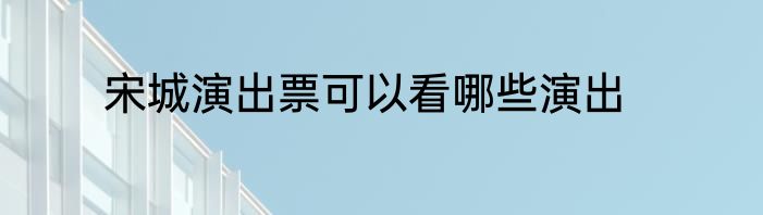 宋城演出票可以看哪些演出