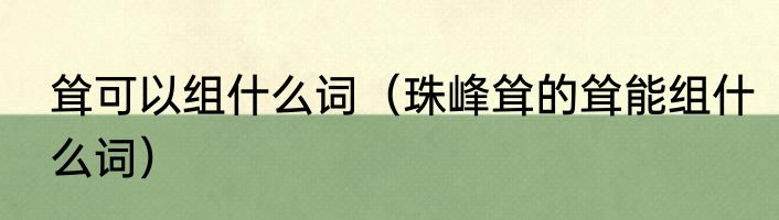 耸可以组什么词（珠峰耸的耸能组什么词）