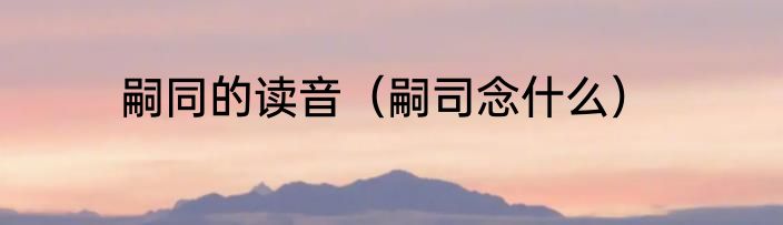 嗣同的读音（嗣司念什么）
