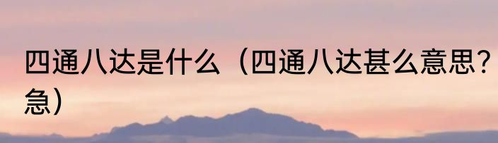 四通八达是什么（四通八达甚么意思?急）