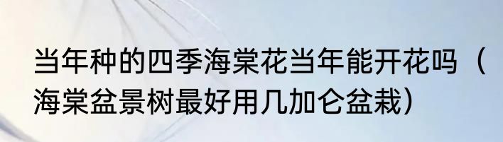 当年种的四季海棠花当年能开花吗（海棠盆景树最好用几加仑盆栽）