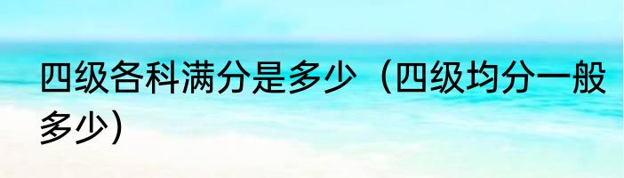 四级各科满分是多少（四级均分一般多少）