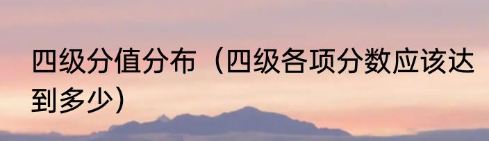 四级分值分布（四级各项分数应该达到多少）